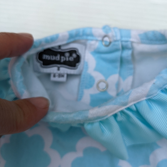 MUD PIE baby girls bird applique blue printed romper - Picture 4 of 6